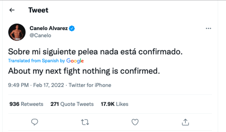 Canelo Alvarez, Boxing, Twitter