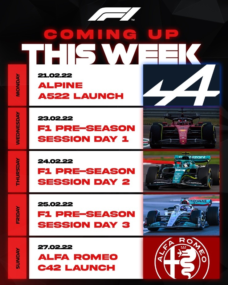 Cronograma de lo que queda del mes en la Fórmula 1 (Twitter @F1)