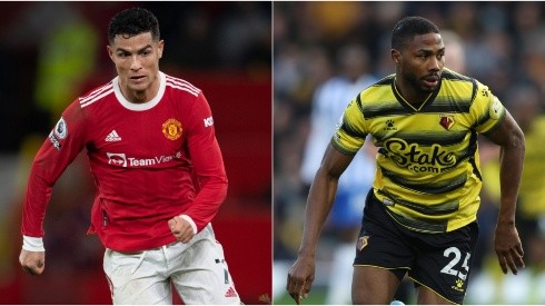 Cristiano Ronaldo of Manchester United (left) and Emmanuel Dennis of Watford.