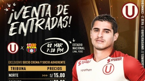 Universitario puso en venta las entradas para duelo ante Barcelona. (Foto: Twitter Universitario)