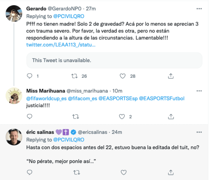 Reacciones al tuit de protección Civil Reacciones al tuit de protección Civil