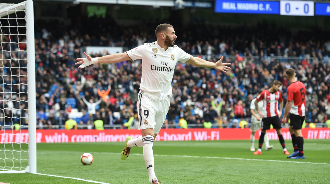 Benzema destroyed Athletic with his treble. (Denis Doyle/Getty Images)