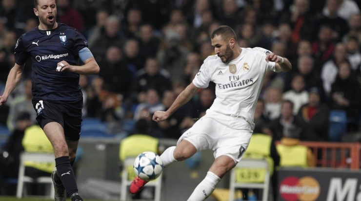 Karim Benzema contributed with 3 goals against Swedish Malmo. (Pepe Fuentes/Anadolu Agency/Getty Images)