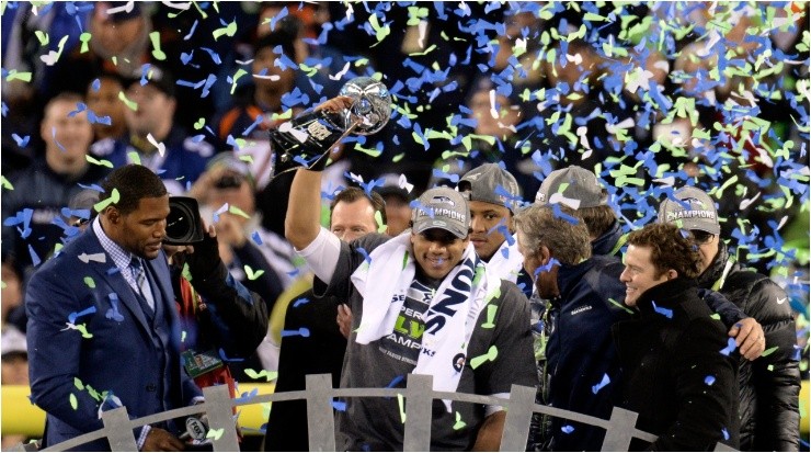 Russell Wilson celebrando el Super Bowl. (Getty Images)