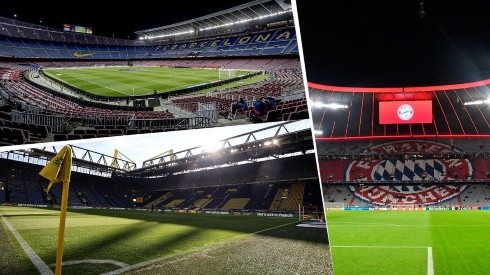 Estadios: Camp Nou, Signal Iduna y Allianz Arena.