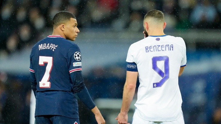 Mbappé y Benzema en la Champions League.