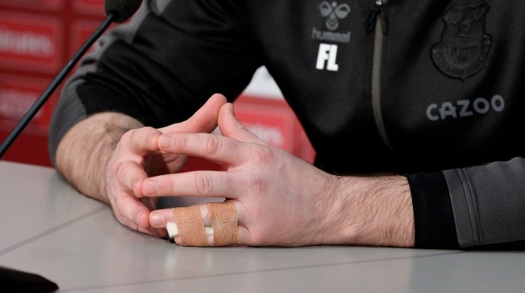 Lampard broke his hand celebrating Everton’s last-gasp goal. (Tony McArdle/Everton FC via Getty Images)