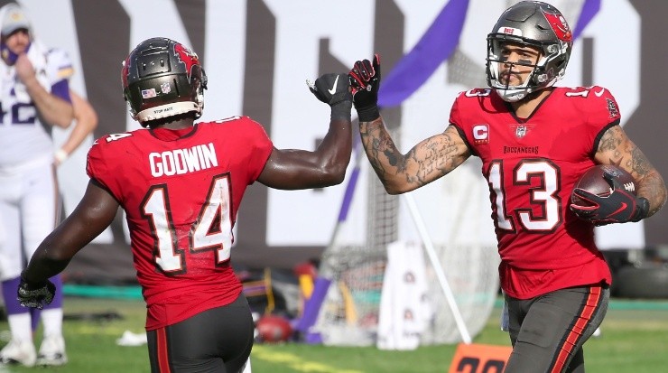 Chris Godwin y Mike Evans. (Cliff Welch/Icon Sportswire via Getty Images)