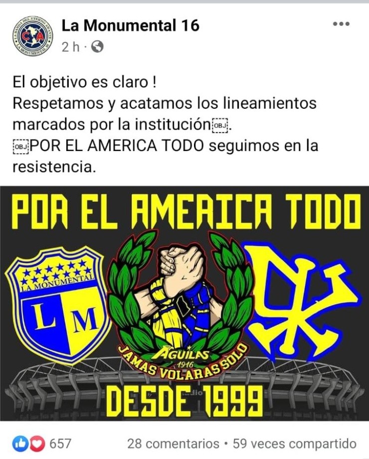 Club América: las barras acatan la orden