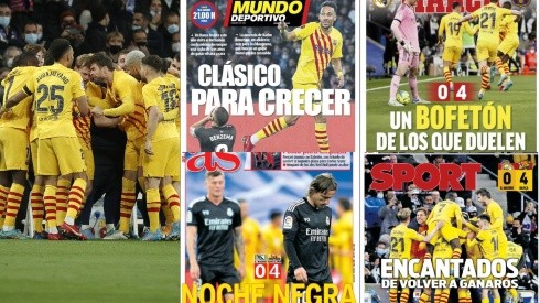 Las portadas de los medios tras el triunfo del Barcelona.