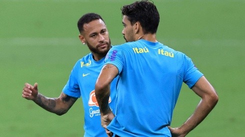 Neymar y Paquetá en entrenamiento de Brasil.