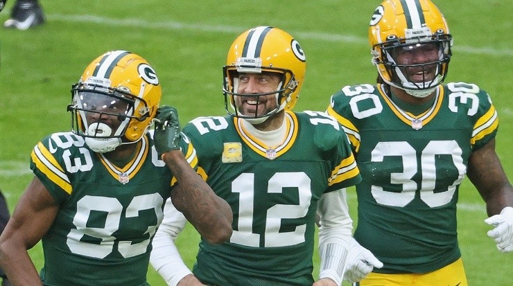 Marquez Valdes-Scantling y Aaron Rodgers (Foto: Getty Images)