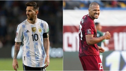 Lionel Messi of Argentina (left) and Salomon Rondon of Venezuela.