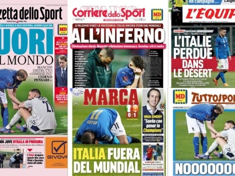 Las portadas de los medios tras la eliminación de Italia