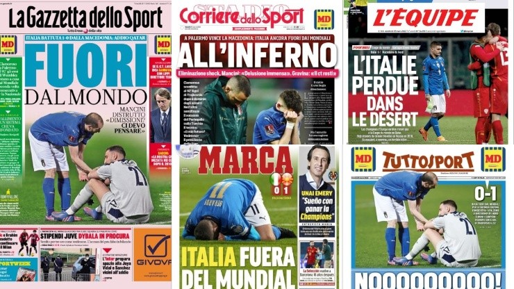 Italia se queda fuera de Qatar 2022: así son las portadas de los medios
