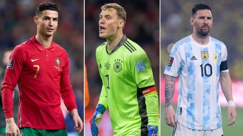 Cristiano Ronaldo, Manuel Neuer, and Lionel Messi, three of the World top players