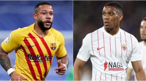Memphis Depay of Barcelona and Anthony Martial of Sevilla
