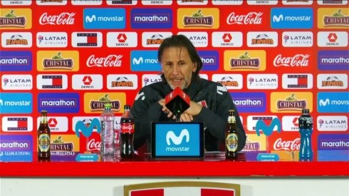 Ricardo Gareca brindo una conferencia de prensa este miércoles en la Videna. Foto: Movistar Deportes