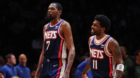 Kevin Durant (left) and Kyrie Irving of the Brooklyn Nets.