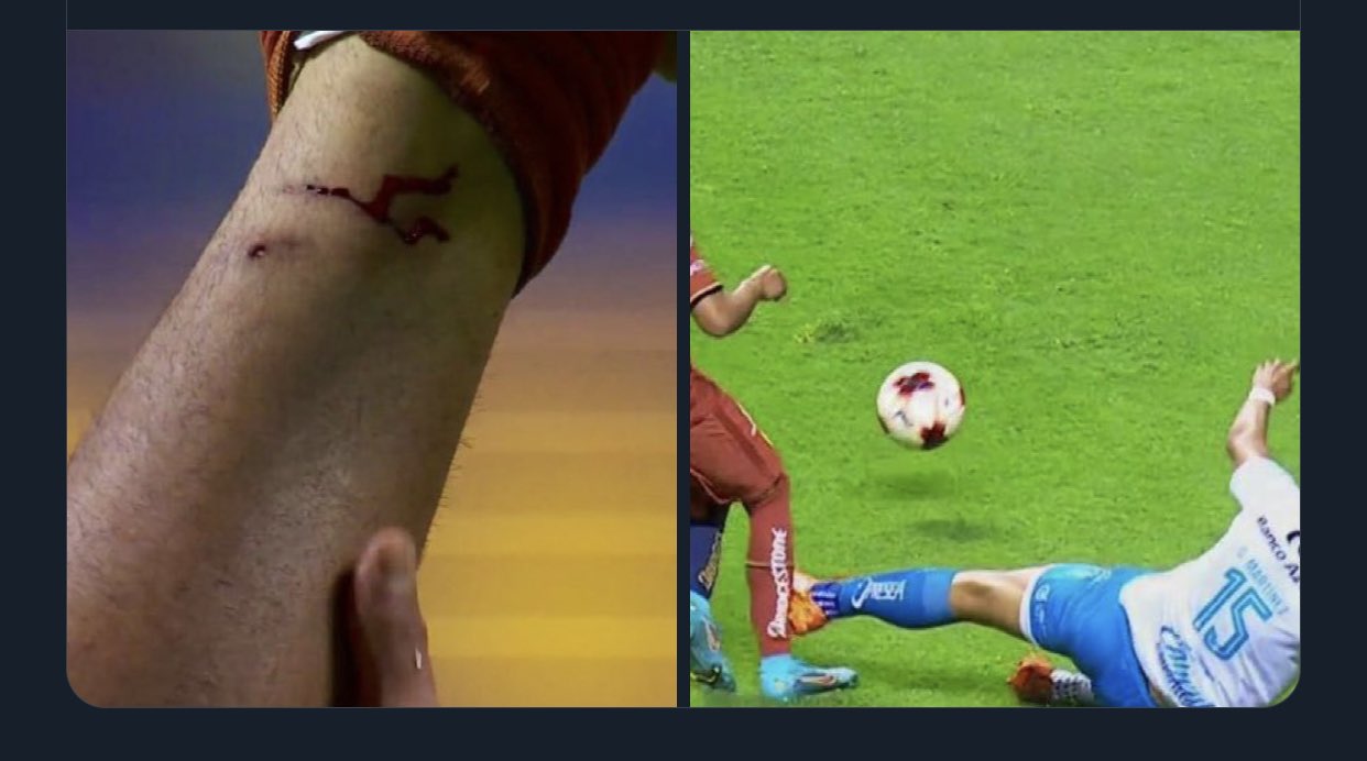 La dura entra de Martínez a López. Fuente: (Twitter)