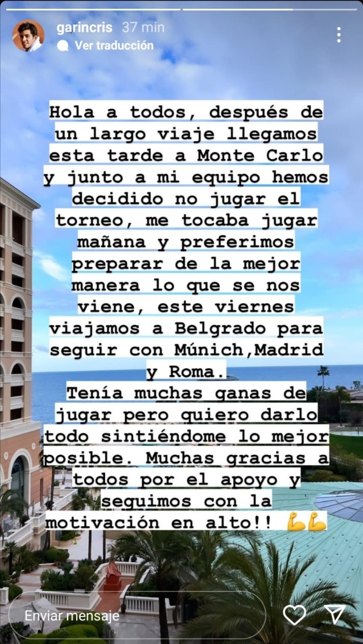 Cristian Garín Instagram