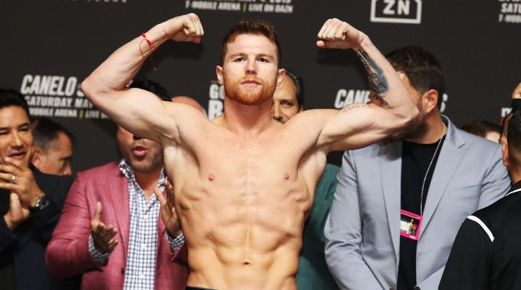 Canelo Alvarez&#039;s shape for his fight against Daniel Jacobs in May 2019. (Al Bello/Getty Images)