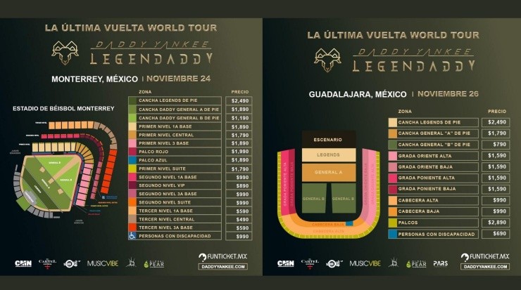 Boletos de Daddy Yankee en Monterrey y Guadalajara