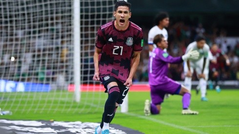 Former LA Galaxy winger Uriel Antuna celebrates after scoring in the World Cup Qualifiers