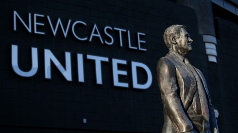 A statue of Sir Bobby Robson is seen outside St. James' Park