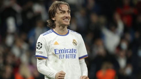 Real Madrid player Luka Modric celebrating