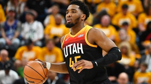 Donovan Mitchell of the Utah Jazz in action during the Western Conference First Round Playoffs
