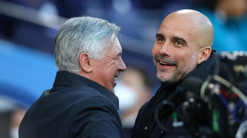 Ancelotti y Guardiola, entrenadores de Real Madrid y Manchester City.