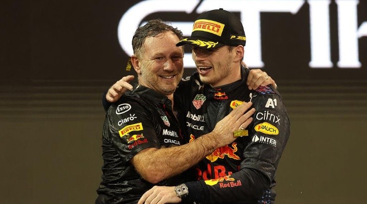 Horner y Verstappen celebran el título 2021. (Getty)