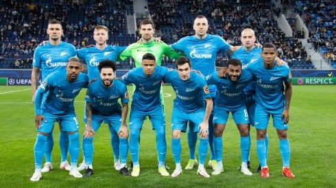 Team picture of Zenit during the 2021-22 UEFA Champions League.