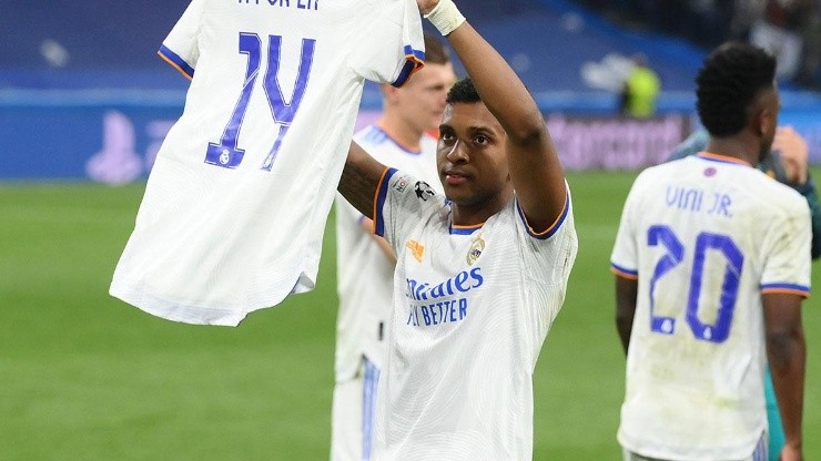 Rodrygo en celebración con Real Madrid.