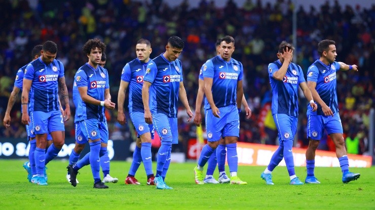 Los jugadores de Cruz Azul en el partido contra Necaxa.