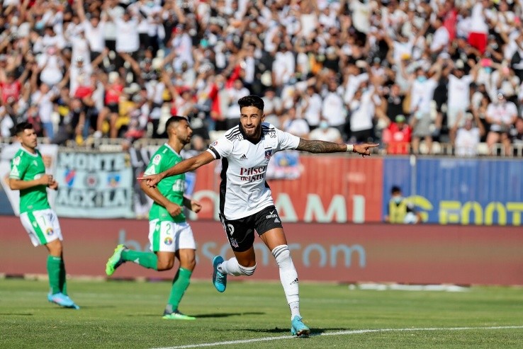 Lucero celebrando el único tanto de los Albos desde los doce pasos | Foto: Agencia Uno 