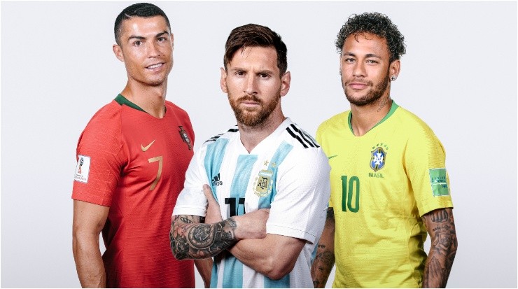 Cristiano Ronaldo, Lionel Messi and Neymar Jr, soccer stars. (Getty Images)