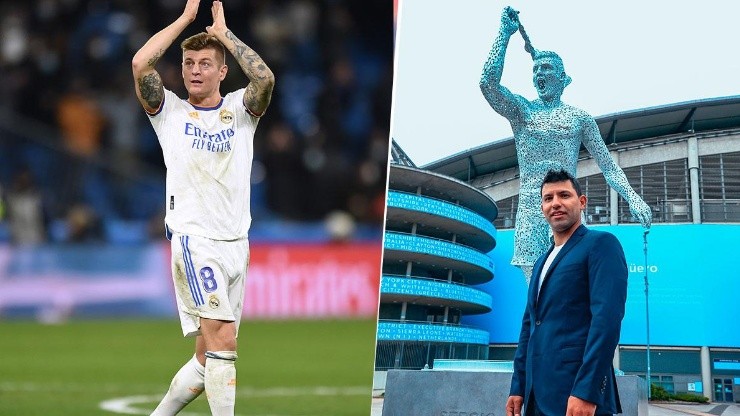 Kroos y la estatua de Agüero.