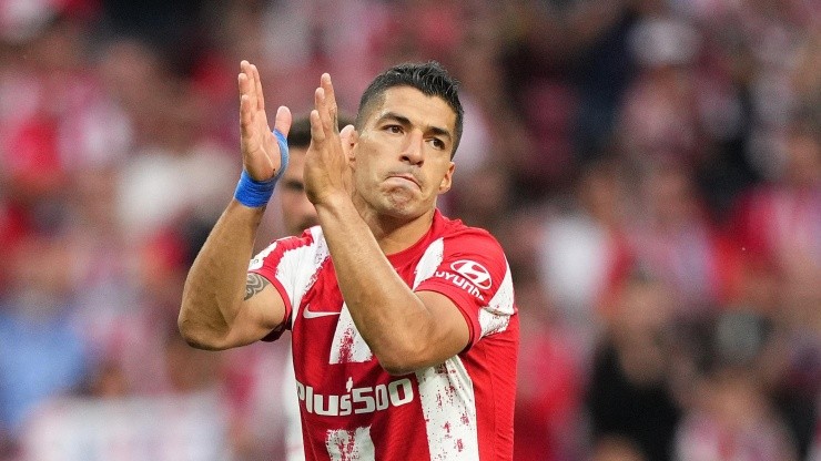 Luis Suárez en su último partido como local en el Wanda Metropolitano.