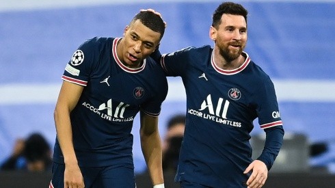 Kylian Mbappe and Lionel Messi of PSG