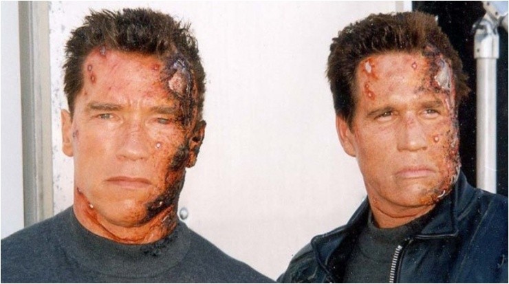 Arnold y su doble en la celebre &quot;Terminator&quot; (Films Hollywood)