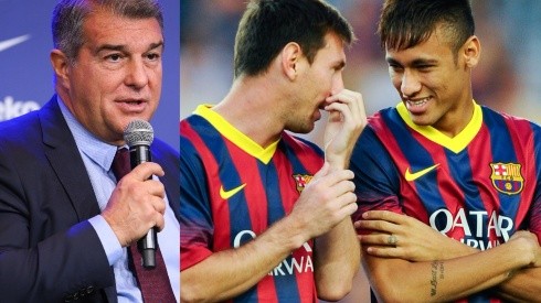 Joan Laporta, Lionel Messi y Neymar.