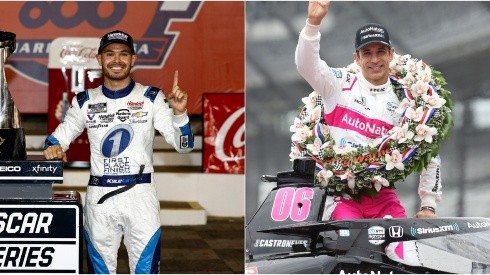 Kyle Larson (L) and Helio Castroneves (R), last winners of the Coca-Cola 600 and the Indy 500, respectively