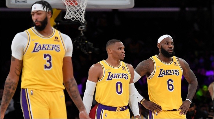 Anthony Davis, Russell Westbrook y LeBron James (Foto: Kevork Djansezian | Getty Images)