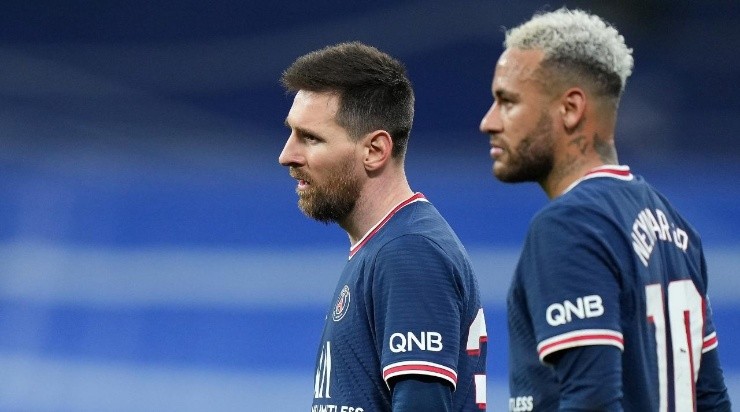 Lionel Messi and Neymar Jr of Paris Saint-Germain (Photo by Angel Martinez/Getty Images)