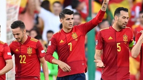 Morata celebrando gol.