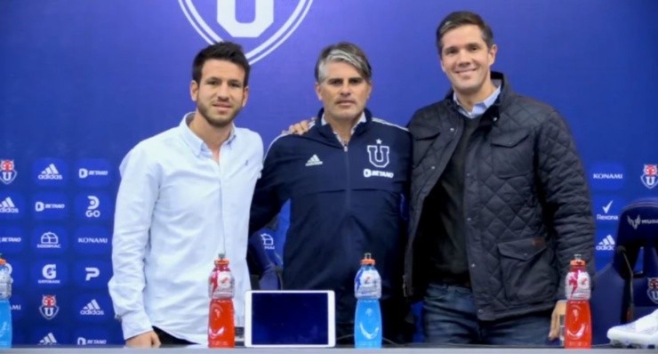 El presidente Azul en la presentación del nuevo DT | Foto: Captura U. de Chile 