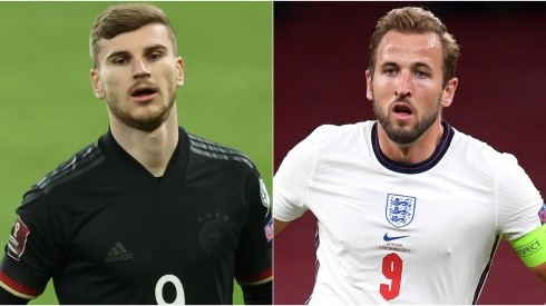 Timo Werner of Germany and Harry Kane of England.