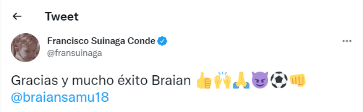 Francisco Suinaga a Braian Samudio